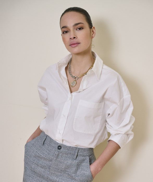 Oversized Pocket Poplin Blouse - Off White