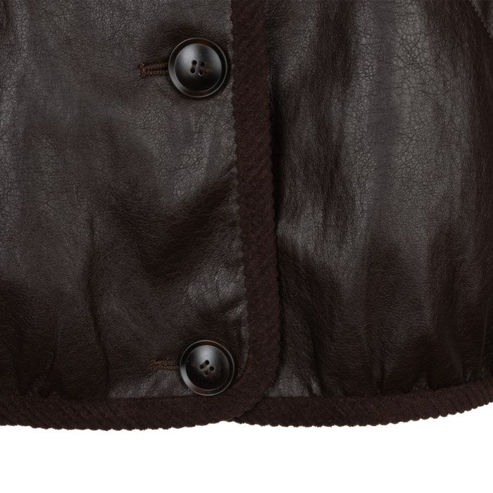 Crinkle Faux Leather Jacket - Cacao