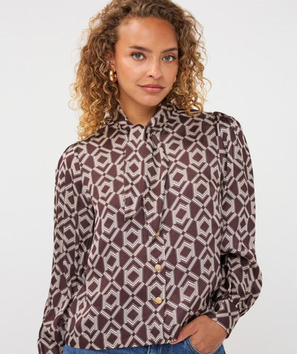 Geometric Bow Blouse