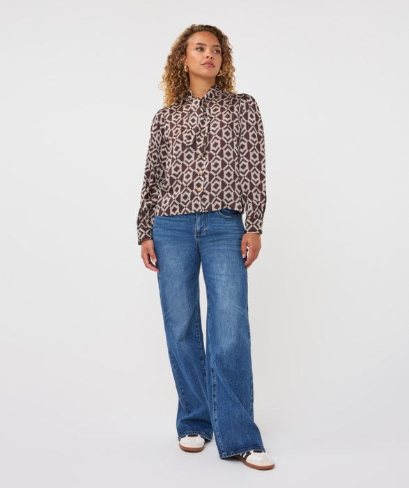 Geometric Bow Blouse