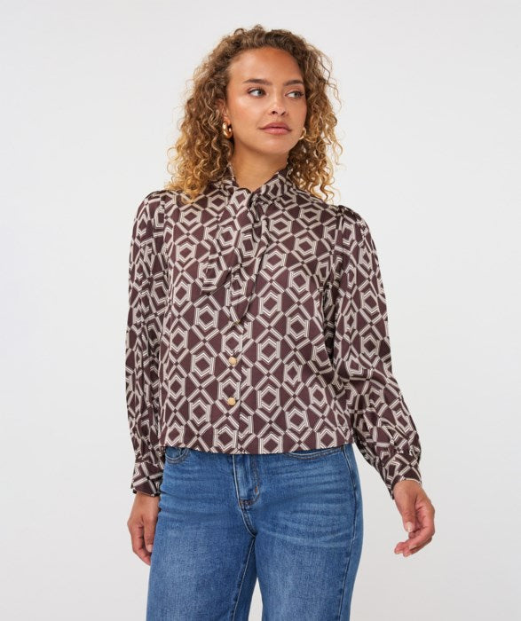 Geometric Bow Blouse