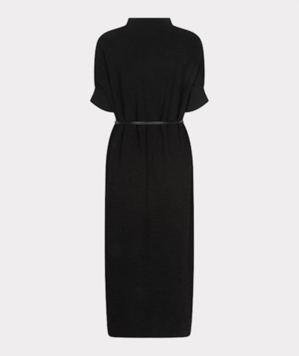 Short Sleeve Midi Knit Dress - Black