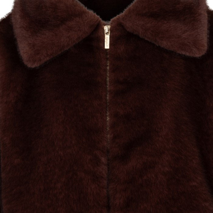 Fur Poncho Coat - Merlot