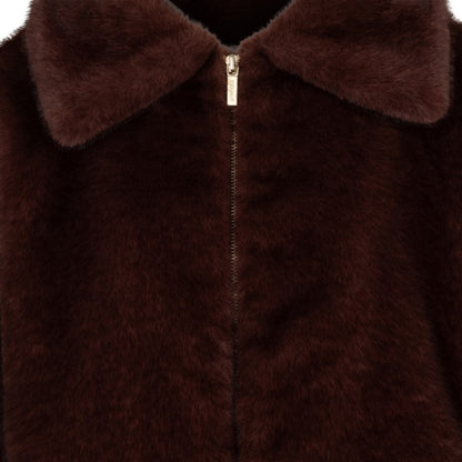 Fur Poncho Coat - Merlot