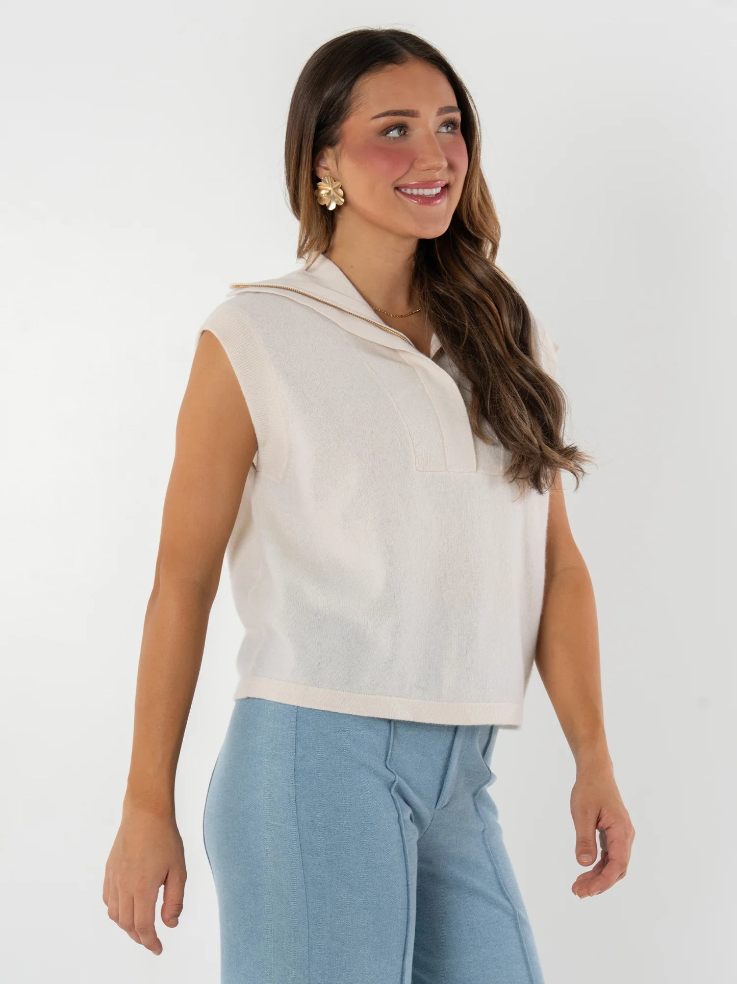 Poppy Pullover Vest - Eggnog