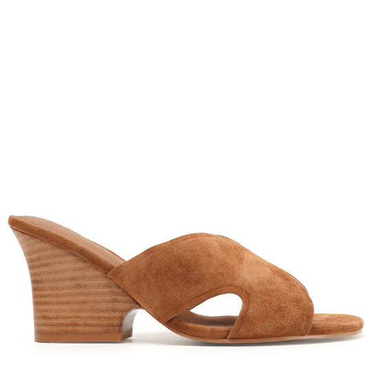 Faye Slide Sandal - Cognac Suede