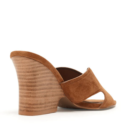 Faye Slide Sandal - Cognac Suede