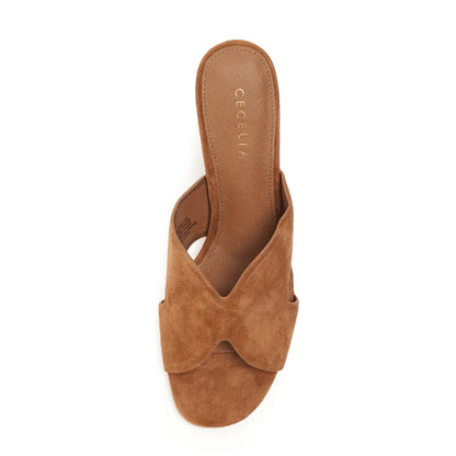 Faye Slide Sandal - Cognac Suede