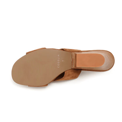 Faye Slide Sandal - Cognac Suede