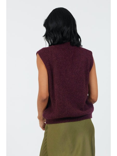 Fedora Soft Knit V Neck Tank - Merlot