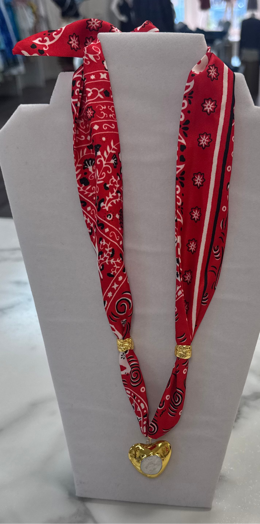 Gameday Scarf Necklace - Red