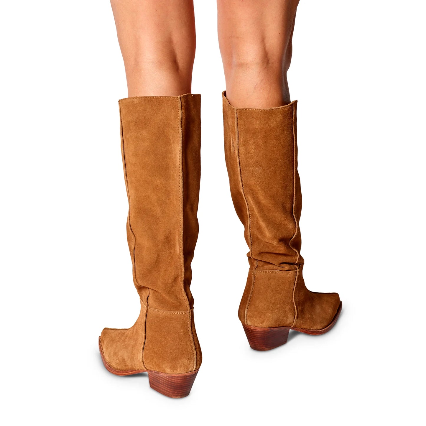 Free People Sway Low Slouch Boot - Burnt Caramel Suede