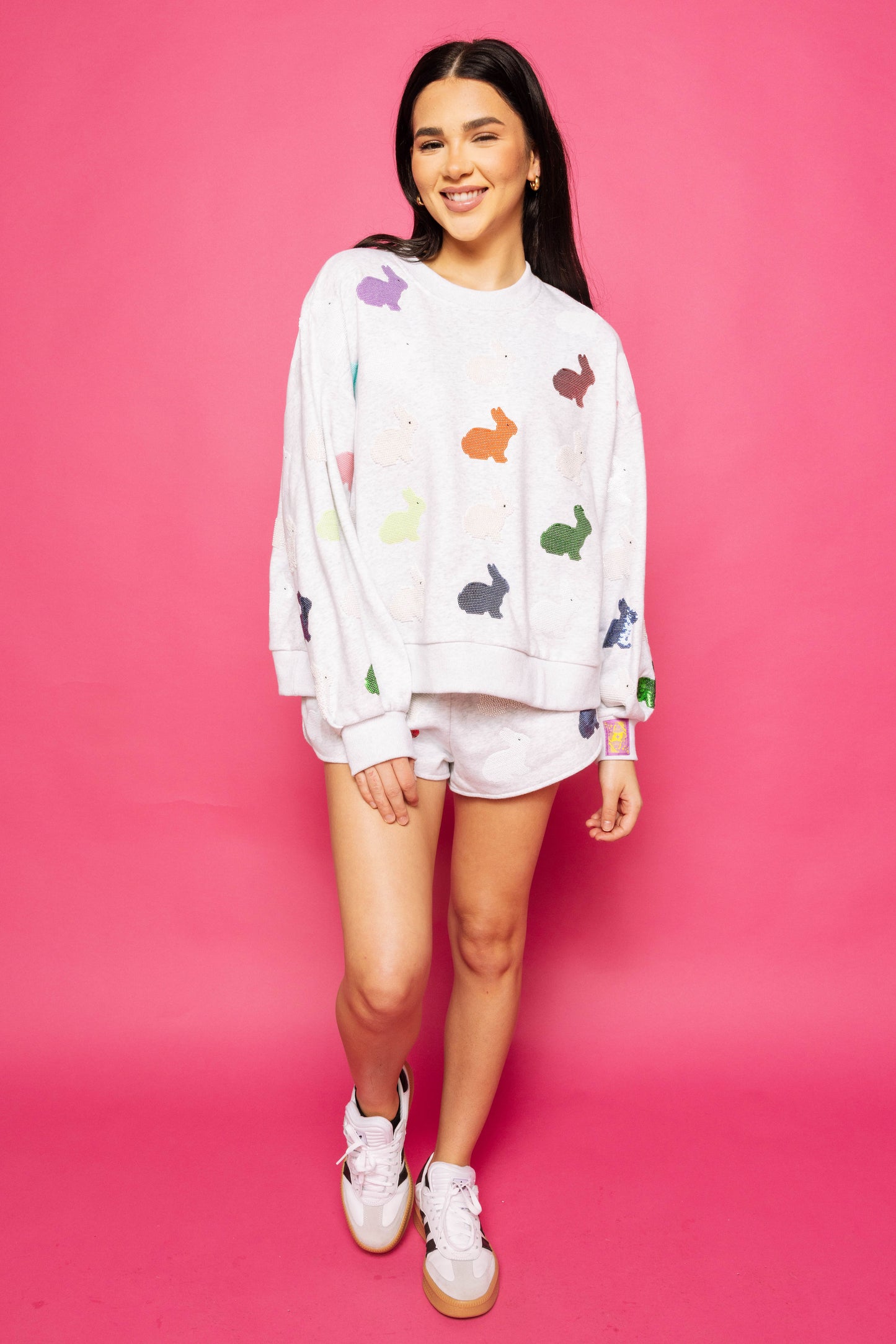 Queen of Sparkles Grey Multi Bunny Sweatshirt