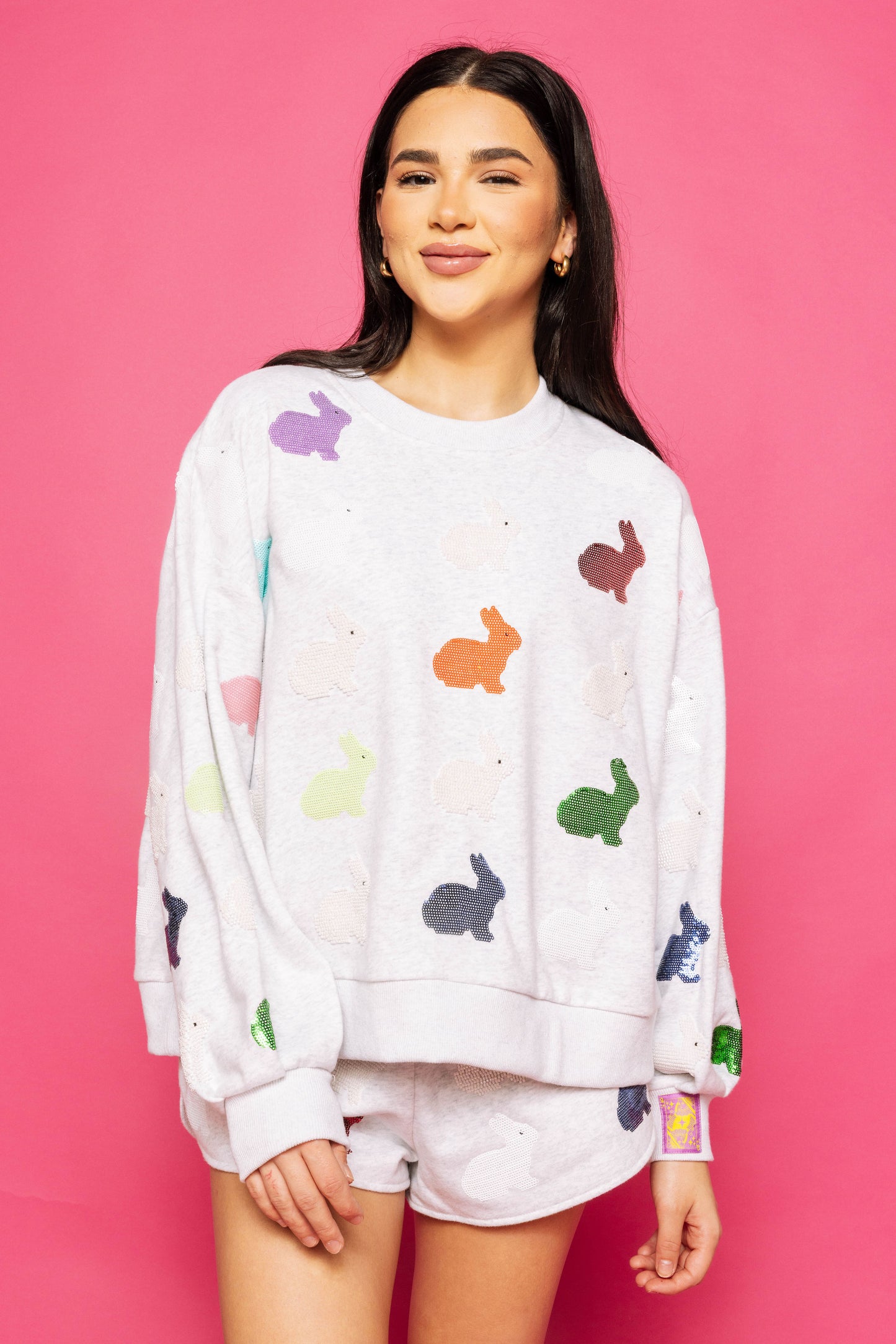 Queen of Sparkles Grey Multi Bunny Sweatshirt