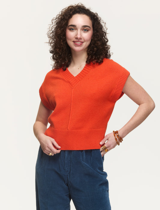 Gweneth Sweater Vest - Orange Flame