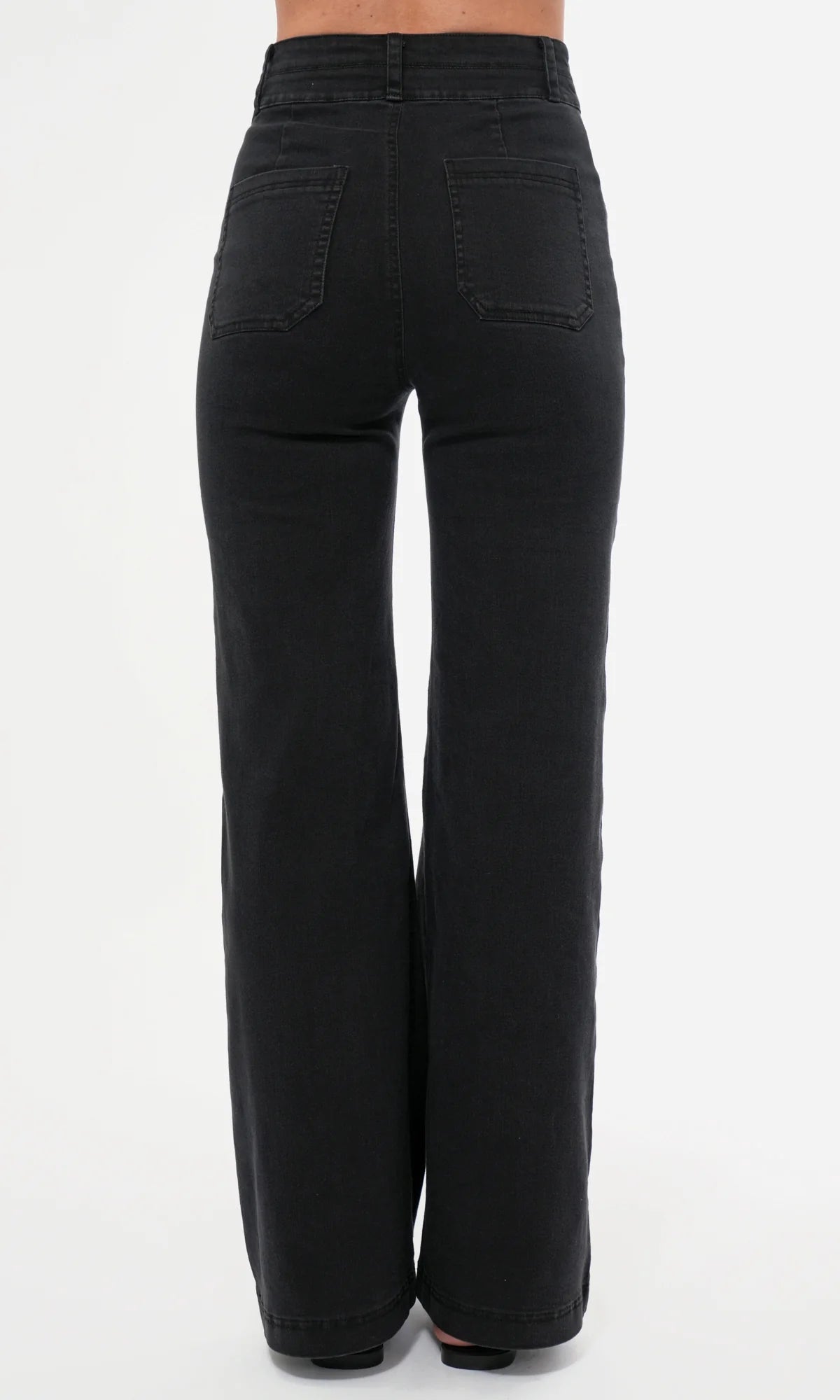 Skye High Waist Wide Leg Denim - Washed Black