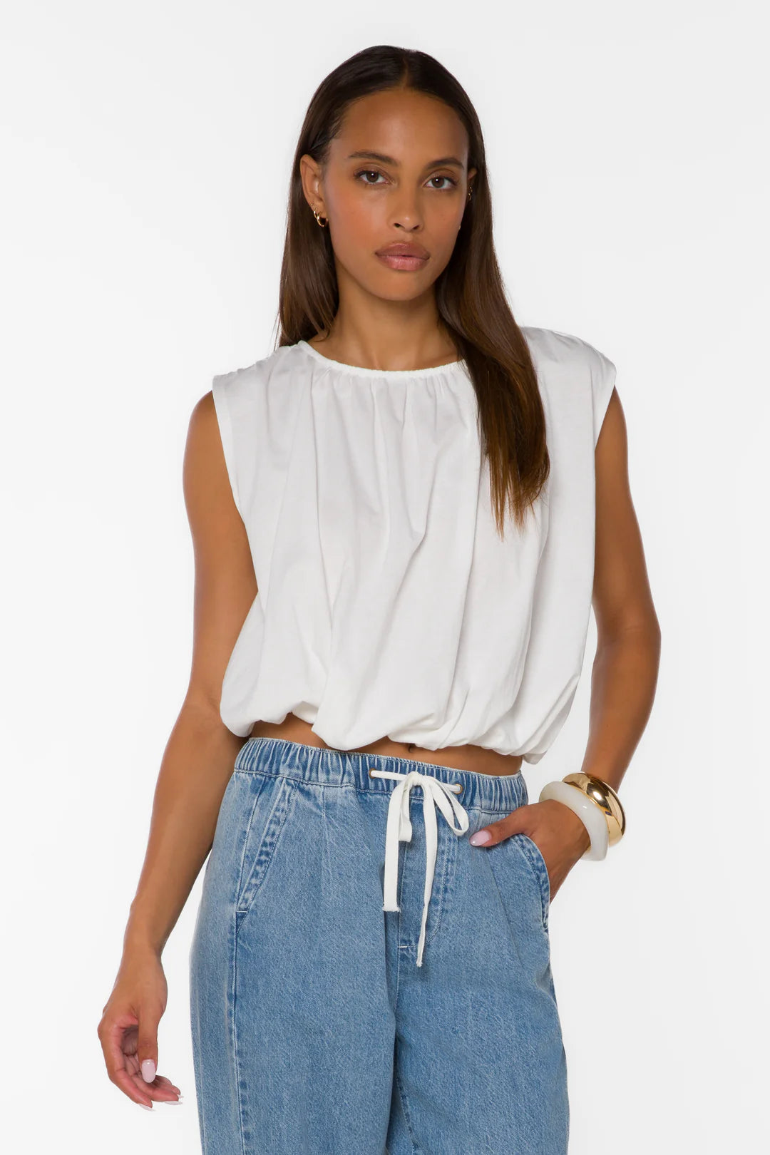 Gwyn Bubble Top - Optic White