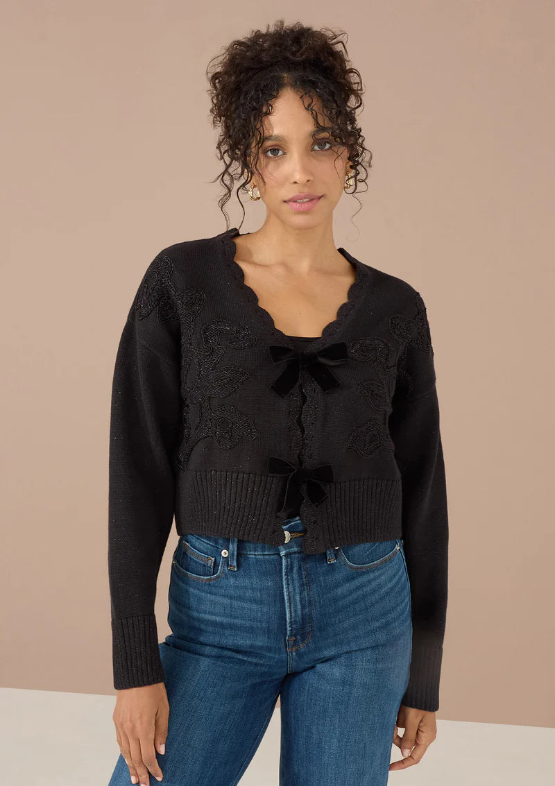 Gina Cardigan - Black Opulent Floral