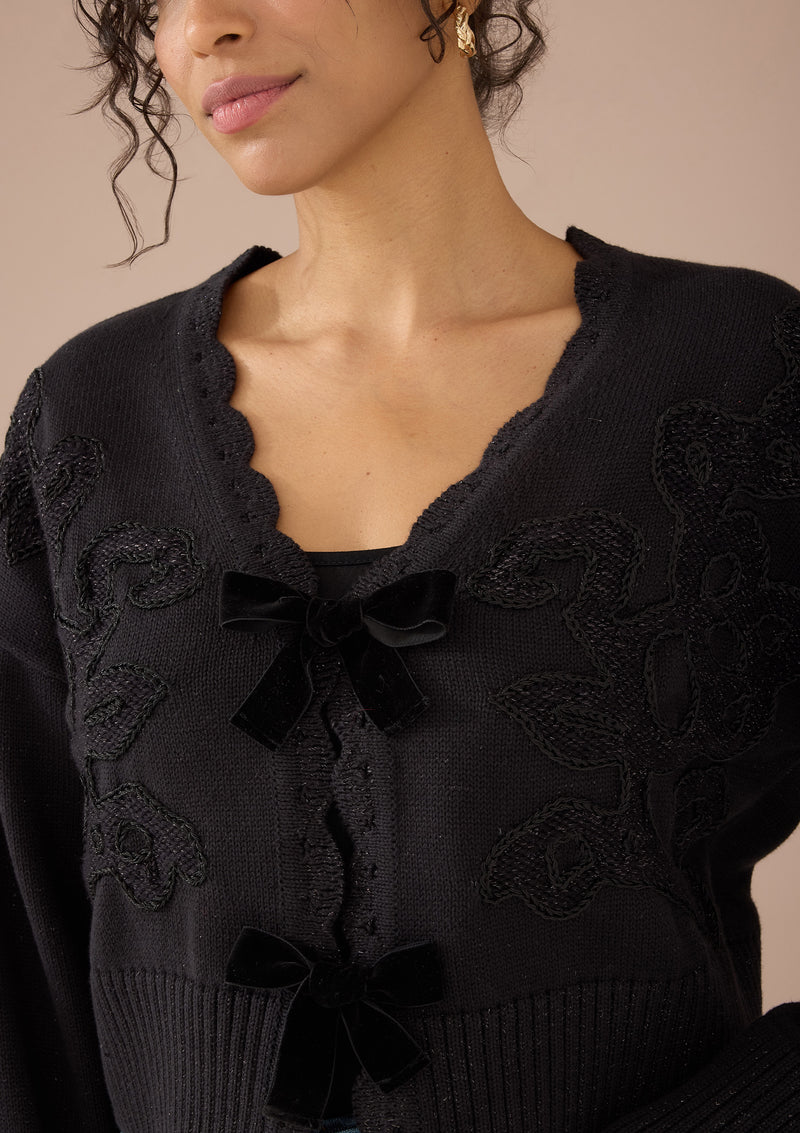 Gina Cardigan - Black Opulent Floral