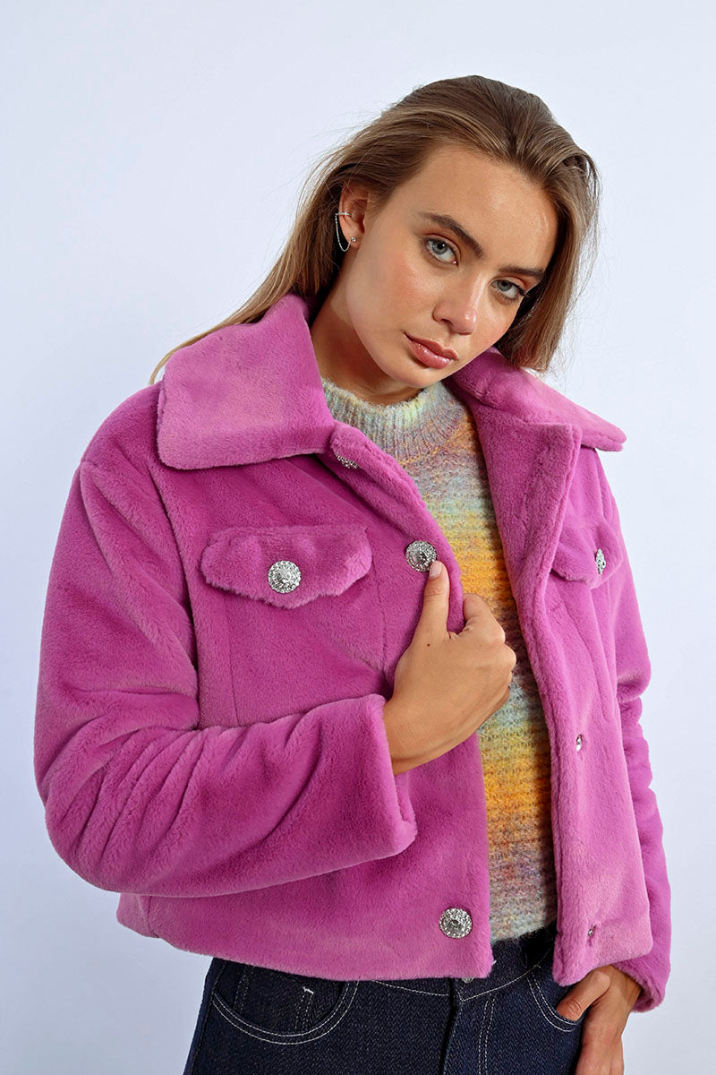 Soft Furry Jacket - Purple