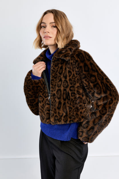 Leopard Fur Jacket - Chocolate