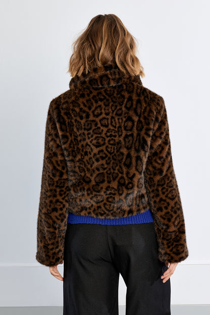 Leopard Fur Jacket - Chocolate
