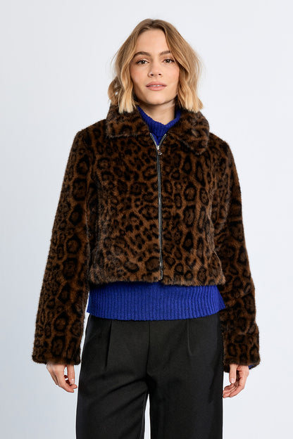 Leopard Fur Jacket - Chocolate
