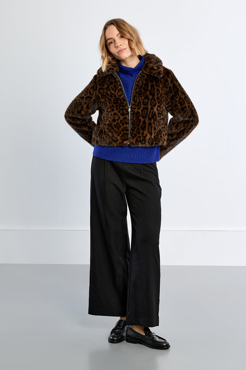 Leopard Fur Jacket - Chocolate