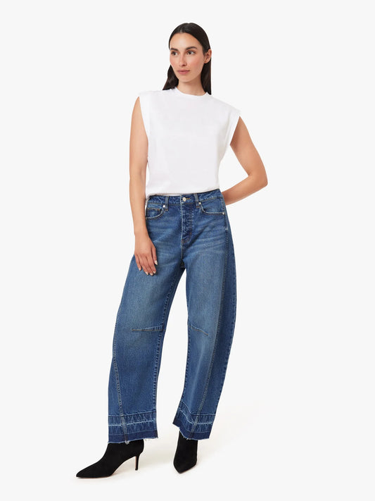 Harper High Rise Cropped Barrel Jean - Bay