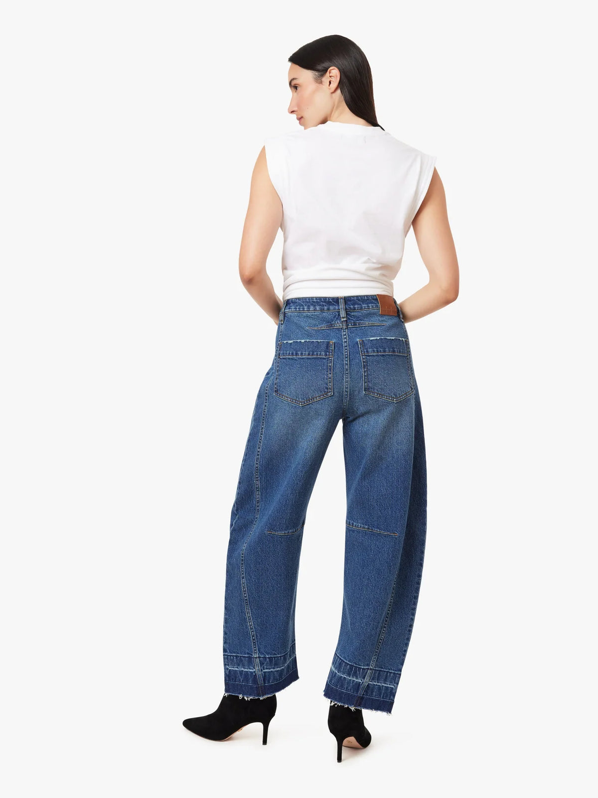 Harper High Rise Cropped Barrel Jean - Bay