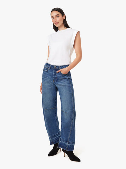 Harper High Rise Cropped Barrel Jean - Bay