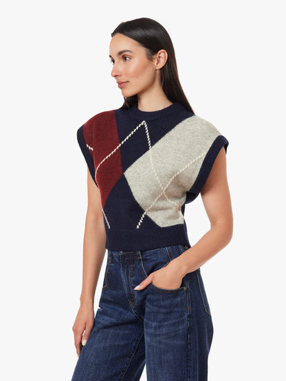 Herringbone Sweater Vest - Navy with Winetasting