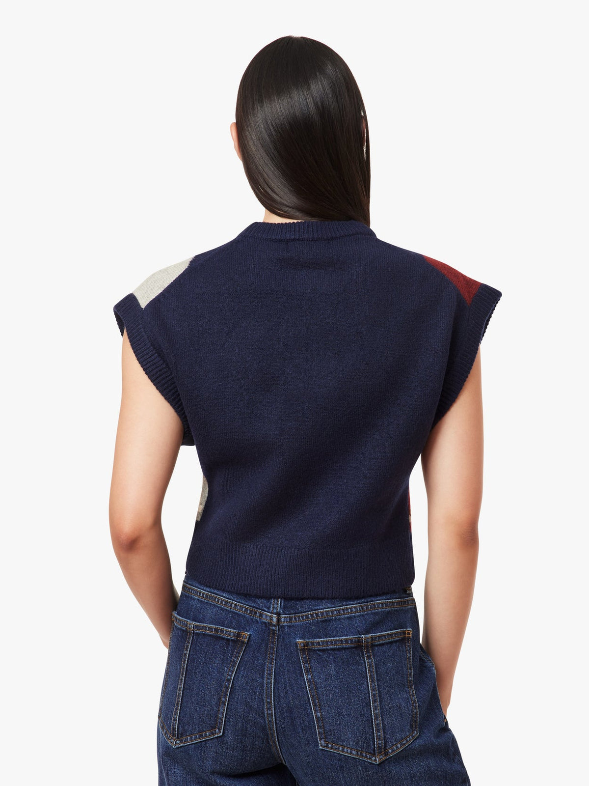 Herringbone Sweater Vest - Navy with Winetasting