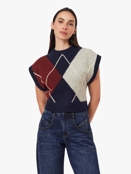 Herringbone Sweater Vest - Navy with Winetasting