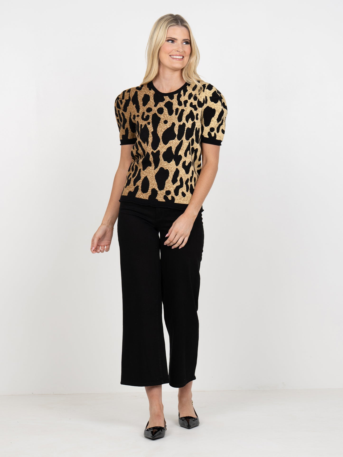 Crewneck Knit Sweater Top - Lady Leopard