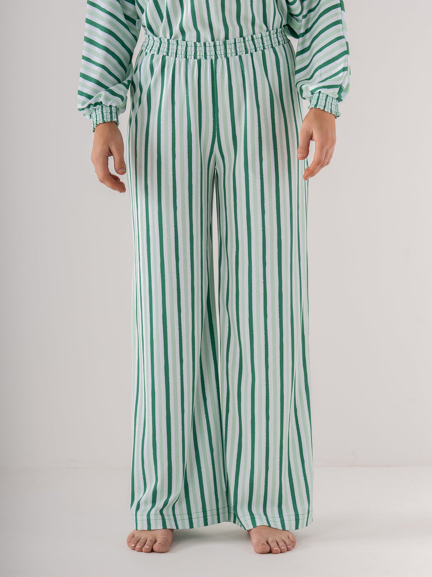 Pajama Pant Set - Mist Green Stripe