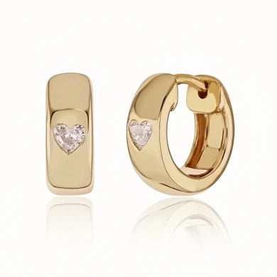 Wren Huggie Earrings - Diamond Heart