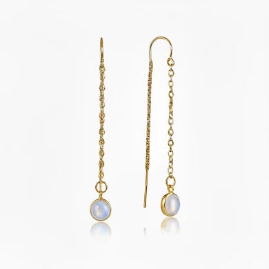 Gemstone Threader Earrings - Moonstone