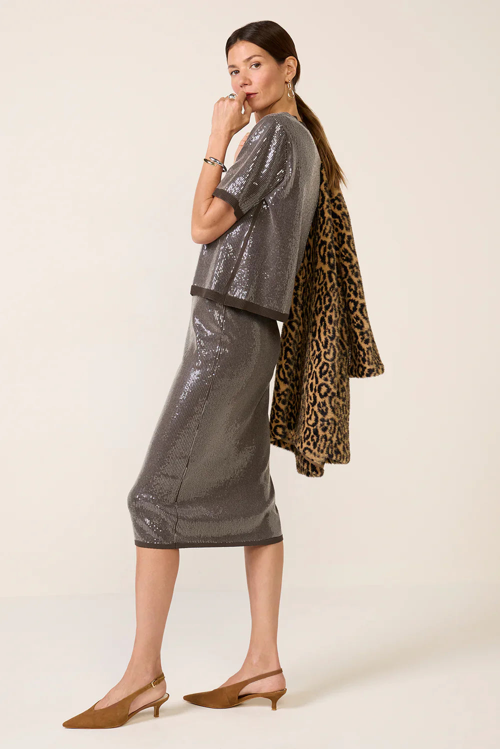 Sparkle Sequin Pencil Skirt - Ink