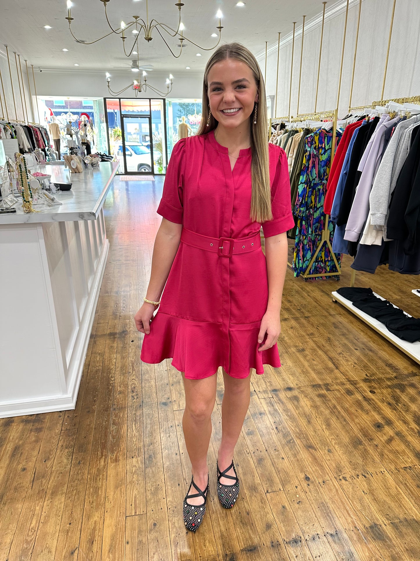 Analeise Dress - Neon Pink