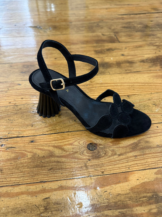 Peter Heeled Sandal - Black Suede