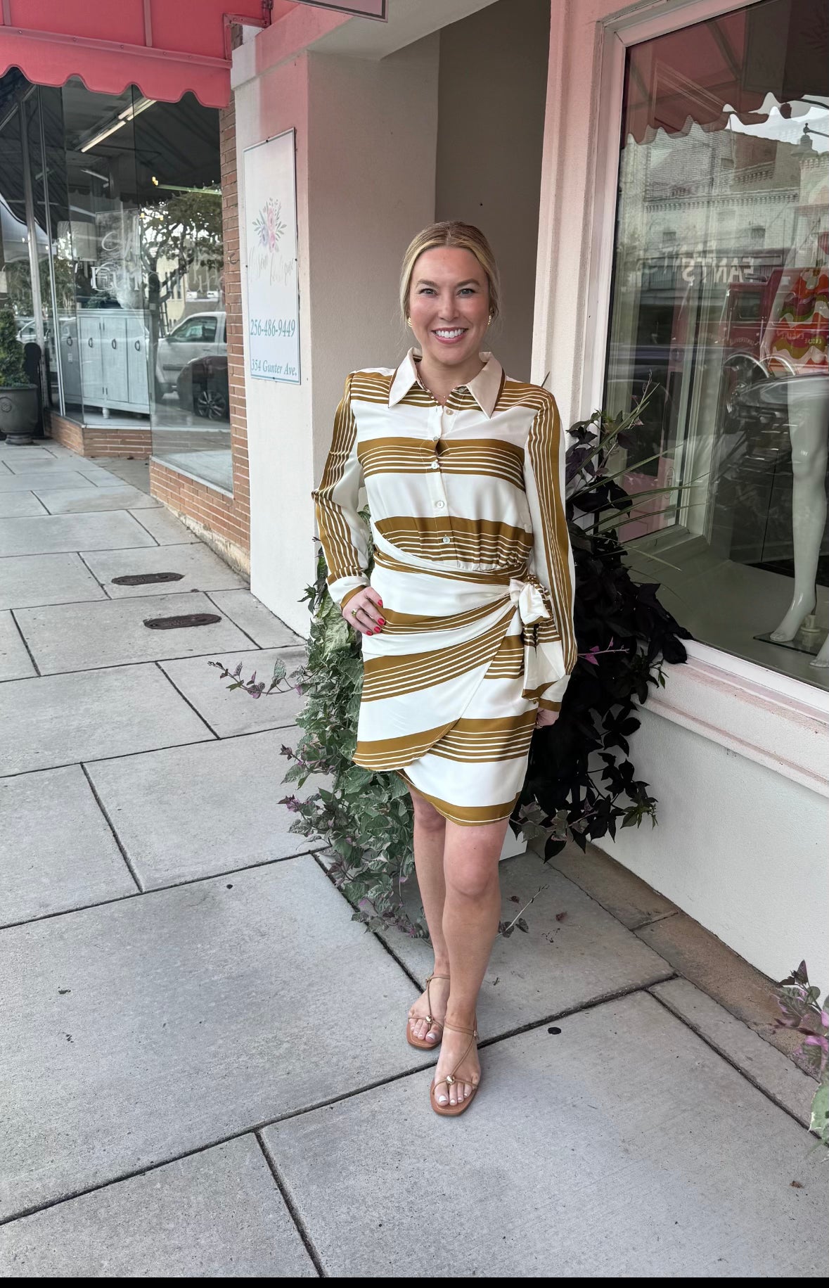 Long Sleeve Striped Mini Dress