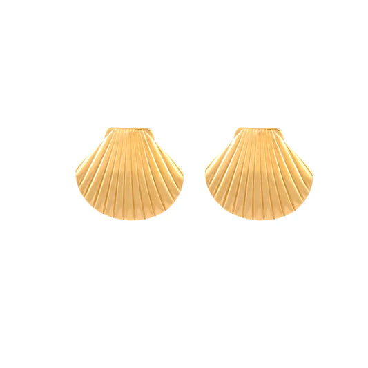 Fan Shell Studs - Gold