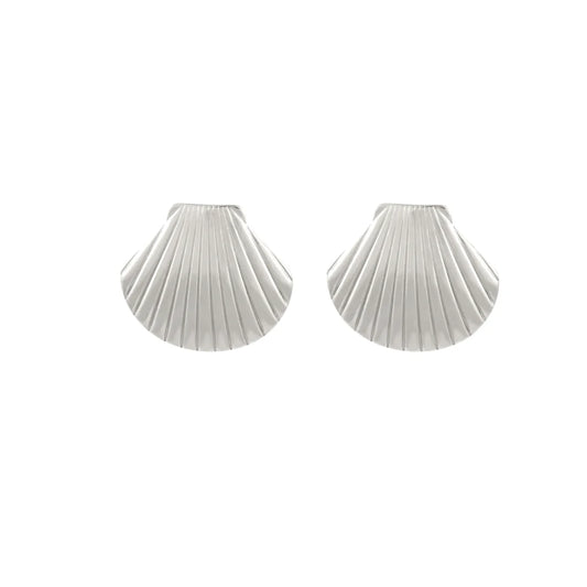 Fan Shell Studs - Silver