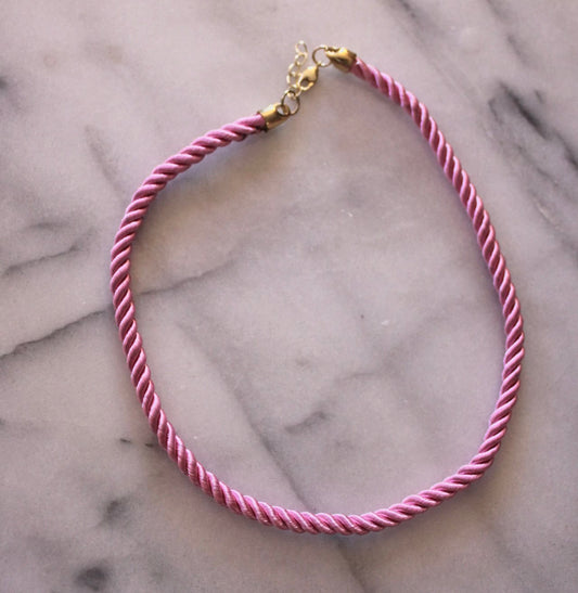 Pink Silk Rope Necklace