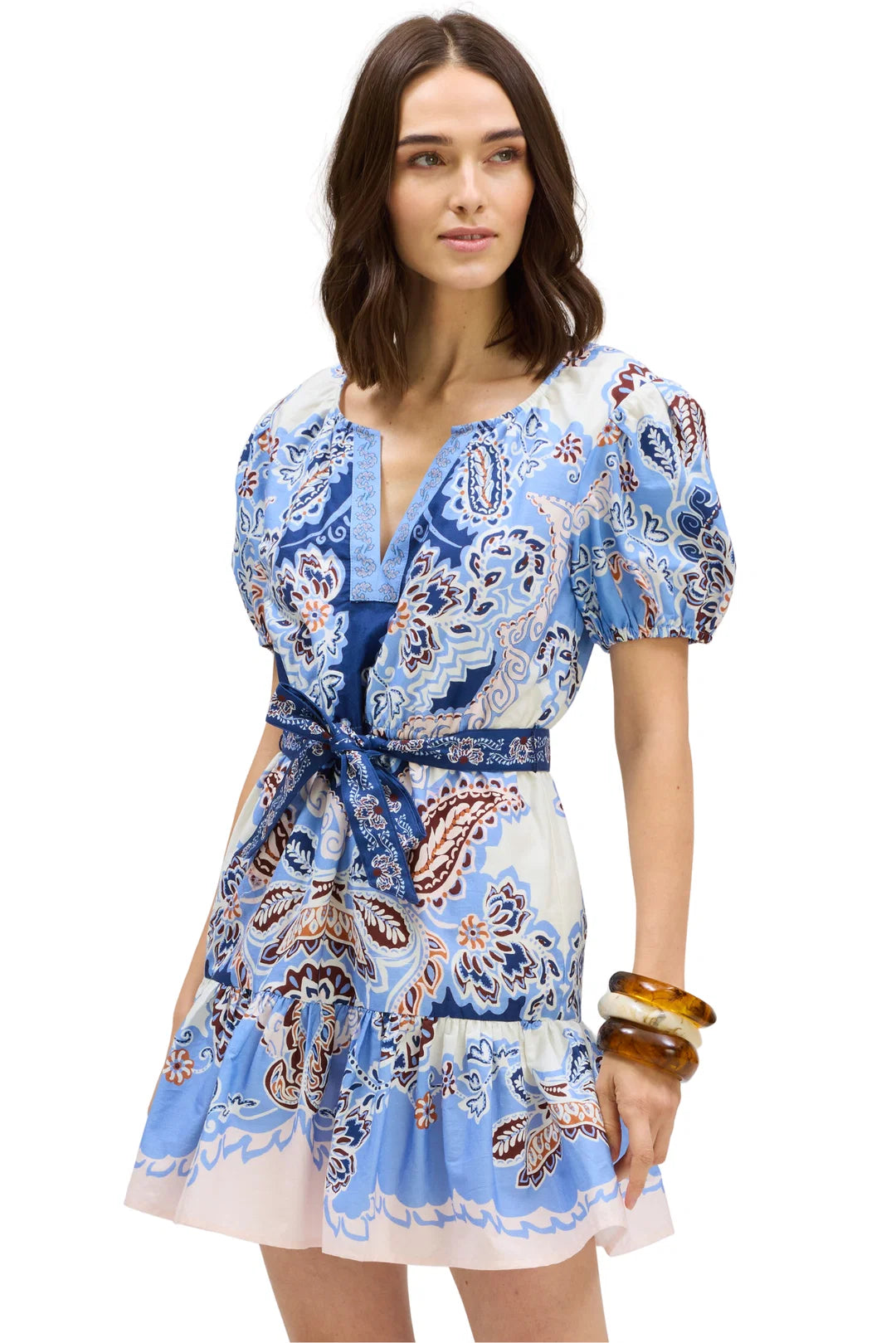 Isabella Dress - Azure Paisley