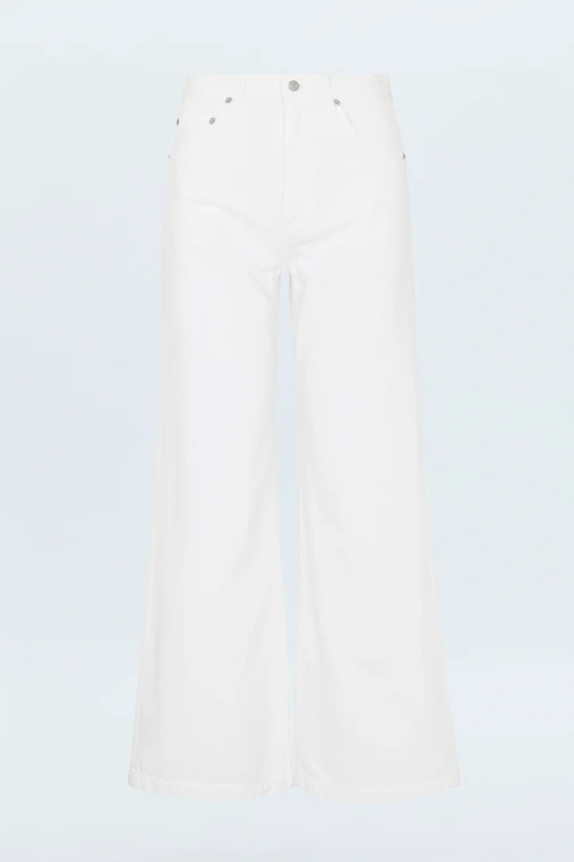 Jadyn Low Slung Palazzo Jean - Vivid White