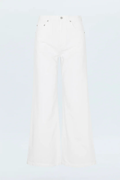 Jadyn Low Slung Palazzo Jean - Vivid White