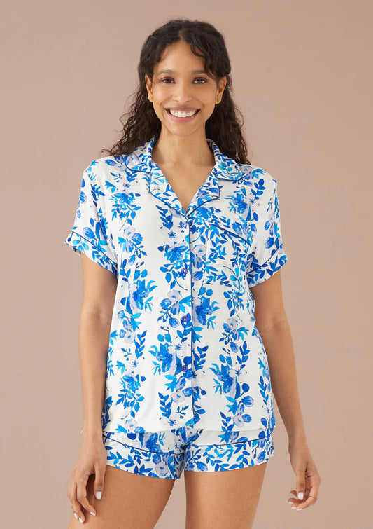 The Jenna PJ Set - White Augusta Garden Stripe