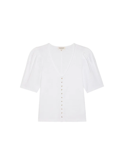 Jen Button Up Blouse - Optic White